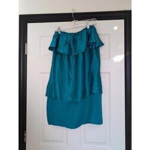 Medium aum couture turquoise silk top
